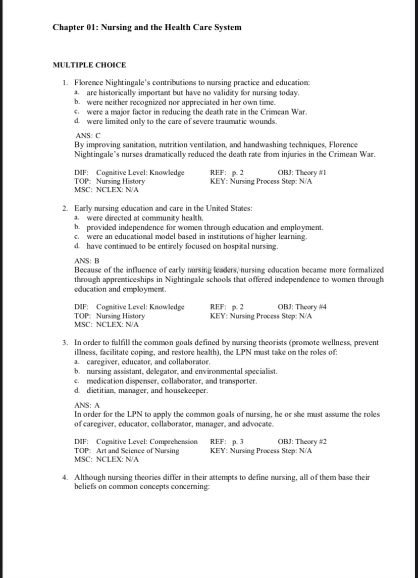 TEST BANK FOR Fundamental Concepts and Skills for Nursing, 6th Edition by Williams.