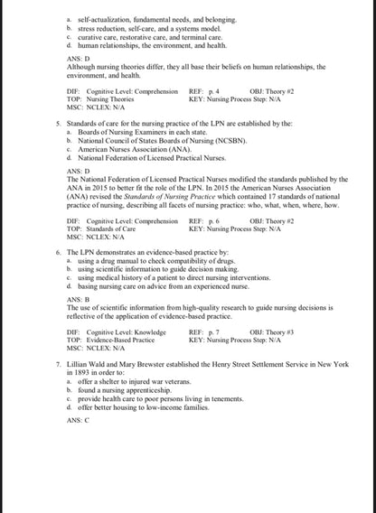 TEST BANK FOR Fundamental Concepts and Skills for Nursing, 6th Edition by Williams.